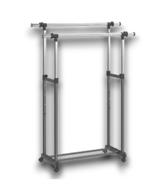 Bud's Warehouse 55623 Black And Chrome Steel Rolling Closet Rack
