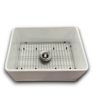 Bud's Warehouse 55689 White Glossy Fireclay Apron Kitchen Sink 24"