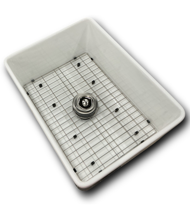 55689 White Glossy Fireclay Apron Kitchen Sink 24"