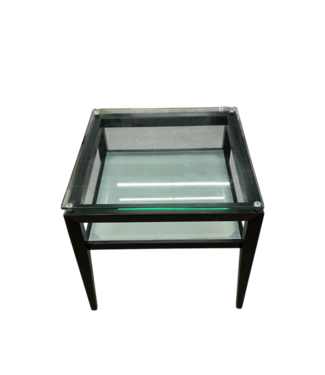 Bud's Warehouse 55718 Glass & Black Square Table