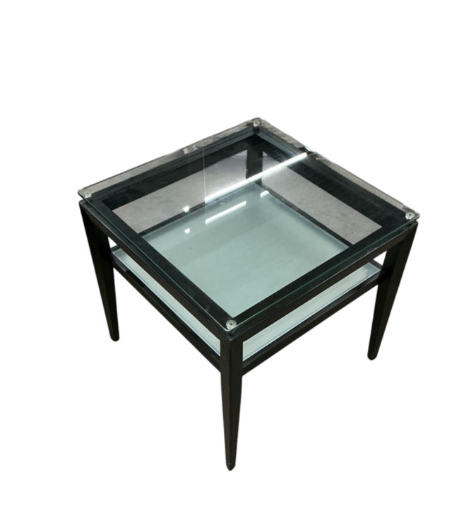 55718 Glass & Black Square Table