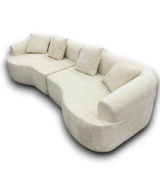 Bud's Warehouse 55723 Beige Curvy Sofa 104"l