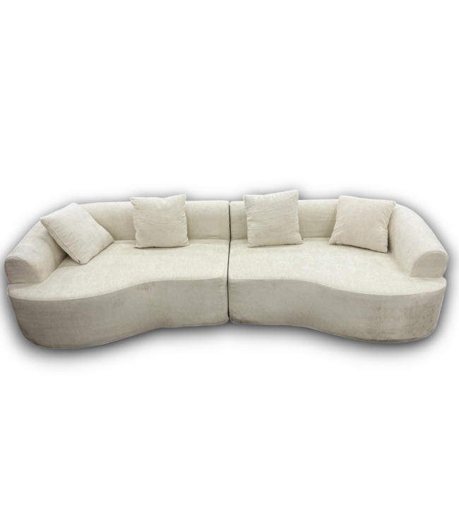 55723 Beige Curvy Sofa 104"l