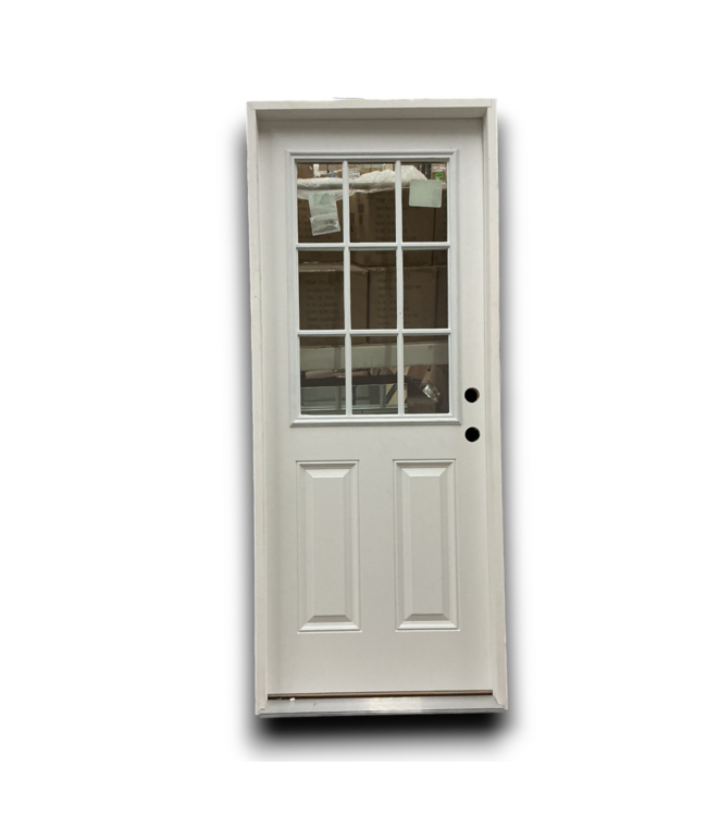 55751 32 X 80 White Steel Exterior Door 9 Lite