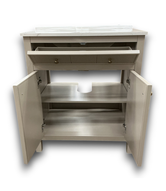 55802 Sandbanks 30" Flaxen Greige Bathroom Vanity With Top