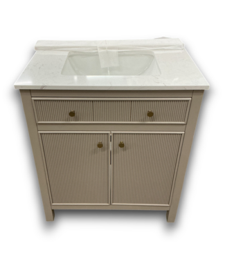 Bud's Warehouse 55802 Sandbanks 30" Flaxen Greige Bathroom Vanity With Top