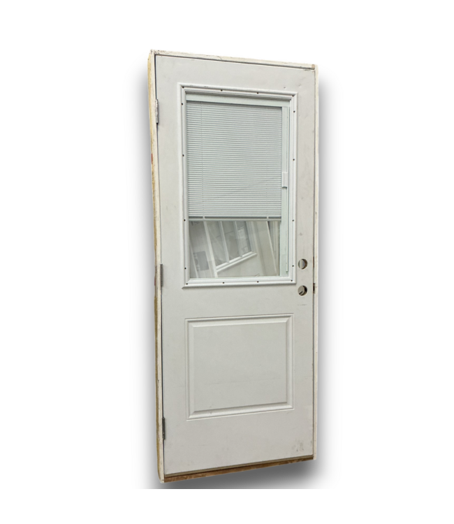 55809 32 X 80 White Half Lite Exterior Door With Blinds