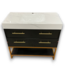 55818 Black And Gold Bathroom Vanity With Marbled Ceramic Sink 36"