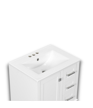 Bud's Warehouse 55848 Ready To Assemble White Bathroom Vanity With Ceramic Top 24.8"w