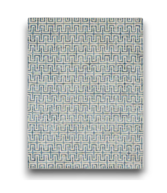 Bud's Warehouse 55897 7 X 10 Blue And White Rectangles Area Rug