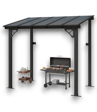 Bud's Warehouse 55918 8’ X5’ X8’ Black Metal Free Standing Pergola