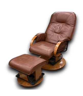Bud's Warehouse 55963 Rust Brown Leather Glider Chair & Ottoman