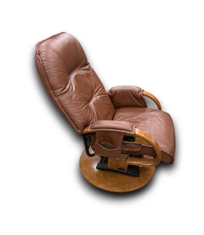 55963 Rust Brown Leather Glider Chair & Ottoman