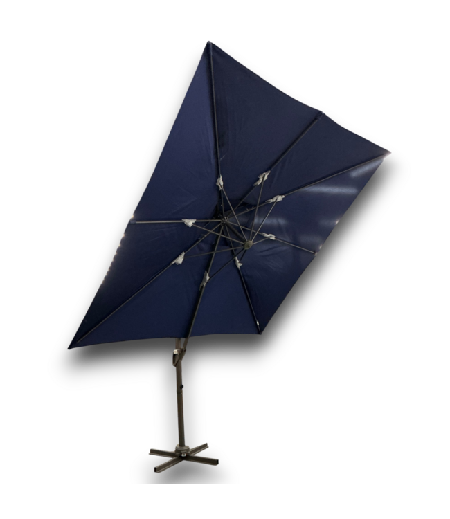 55971 9' Broewn Aluminum Navy Crank Cantilever Patio Umbrella