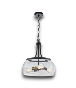 Bud's Warehouse 55972 3 Light Modern Clear Glass Drum Hanging Light