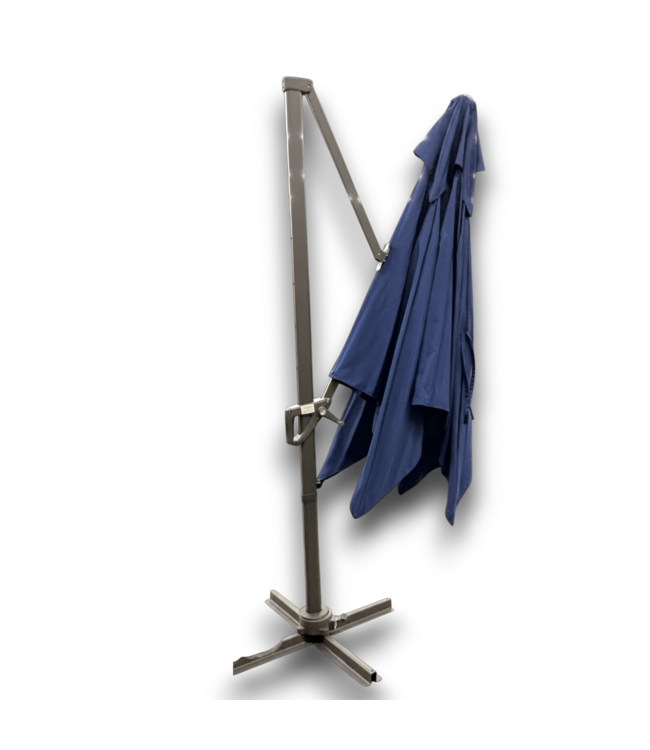 55971 9' Broewn Aluminum Navy Crank Cantilever Patio Umbrella