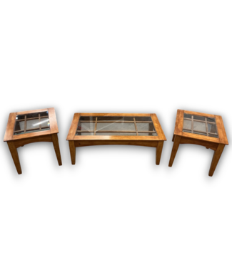 Bud's Warehouse 55990 3-piece  Coffee And End Table Set Wood/glass