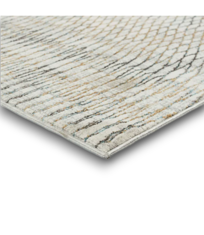 55992 Frosted Vision Ivory, Gray, Gold, Light Blue Abstract Area Rug 5 X 8