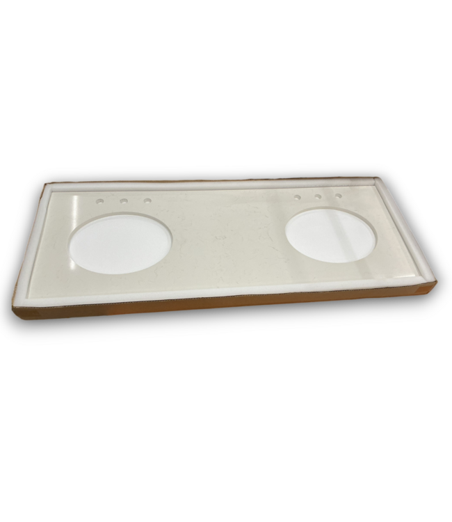 56011 White Quartz Double Sink Vanity Top 60"