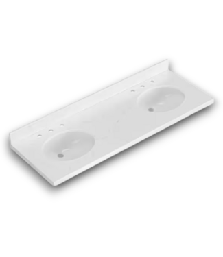 Bud's Warehouse 56011 White Quartz Double Sink Vanity Top 60"