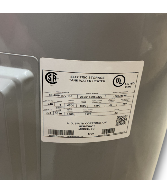 56014 Water Heater 40-gallons 4500-watt