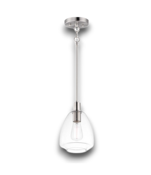 Bud's Warehouse 56055 Babylon 1-light Satin Nickel Clear Glass Schoolhouse Pendant Light