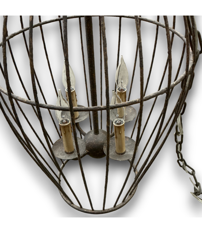 56058 Rustic Iron Birdcage Chandelier 4 Light