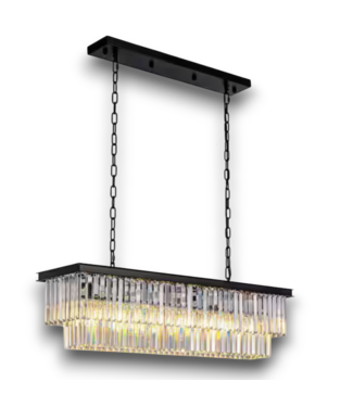 Bud's Warehouse 56120 8-light Black Modern Glam Crystal Rectangle Chandelier 47"