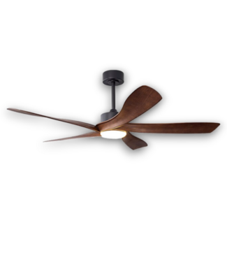 Bud's Warehouse 56201 Modern Ceiling Fan With Light Black And Walnut 5 Blade