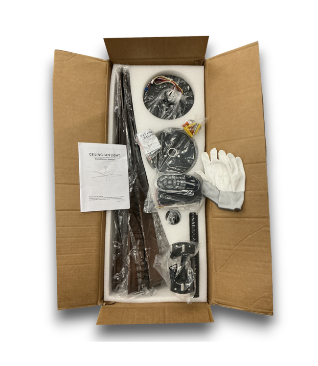 56201 Modern Ceiling Fan With Light Black And Walnut 5 Blade