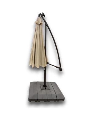 Bud's Warehouse 56213 Beige And Brown Solar Lighted Cantilever Patio Umbrella And Base