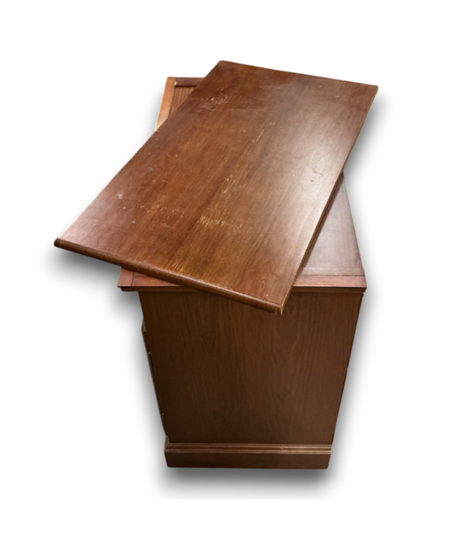 56204 Vintage Rolling Solid Wood Cabinet With Swivel Top
