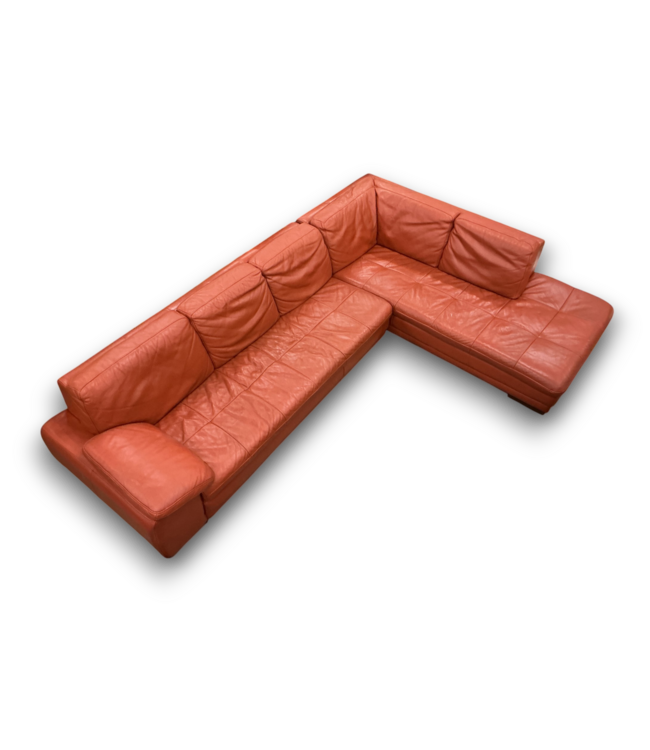 56231 Autumn Orange Leather 2-pc Sectional Sofa