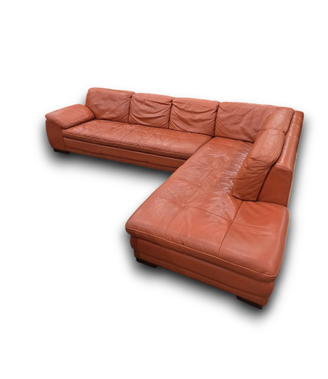 56231 Autumn Orange Leather 2-pc Sectional Sofa