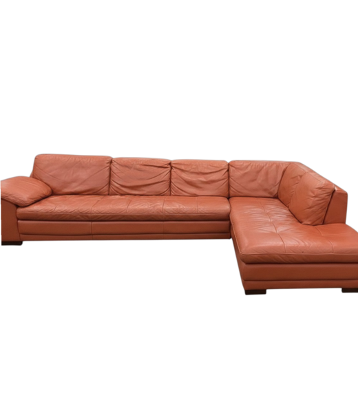 Bud's Warehouse 56231 Autumn Orange Leather 2-pc Sectional Sofa