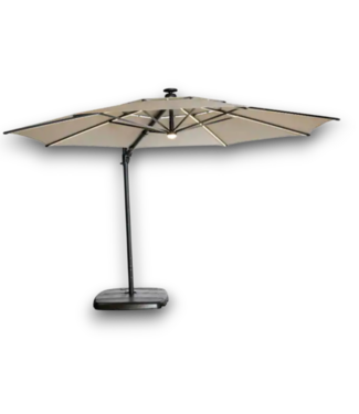 Bud's Warehouse 56251 Aluminum Beige Slide-tilt Cantilever Patio Umbrella With Lights And Base