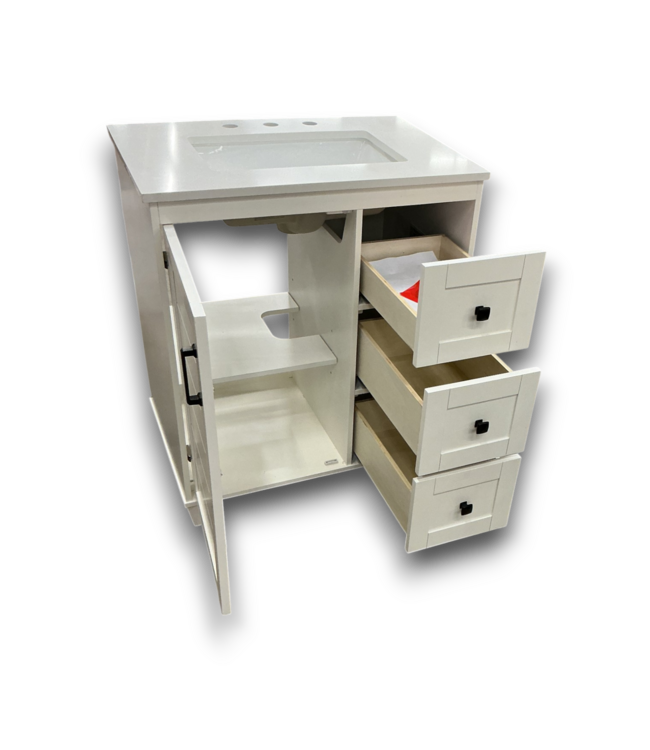 56244 30” White Undermount Vanity With Mable Style