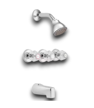 Bud's Warehouse 56273 Three Handle Polished Chrome Tub/shower Valve With Trim