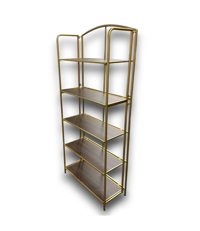 56307 Gold & Walnut 5-tier Shelving Unit
