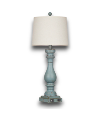 Bud's Warehouse 56320 Farmhouzz Distressed Blue Led Touch Table Lamp 2 Pack