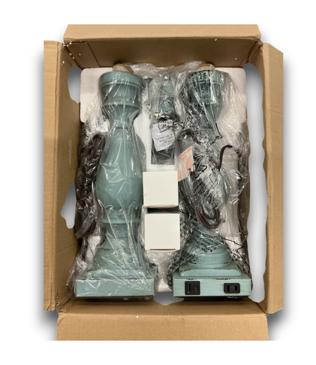 56320 Farmhouzz Distressed Blue Led Touch Table Lamp 2 Pack