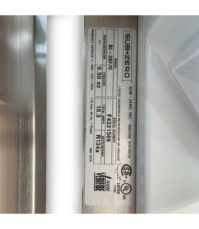 56321 White Cabinet Panel Ready All Refrigerator 36"
