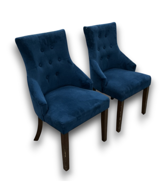 56335 Set Of 2 Midnight Blue Velour Chairs