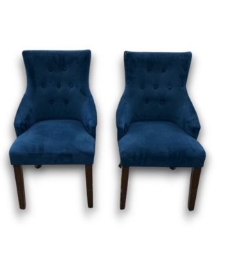 Bud's Warehouse 56335 Set Of 2 Midnight Blue Velour Chairs