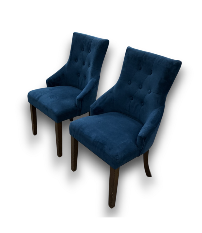 56335 Set Of 2 Midnight Blue Velour Chairs