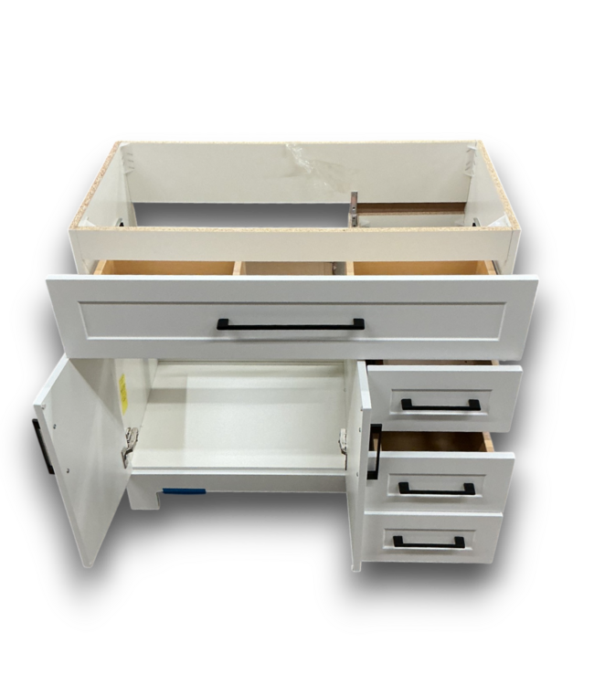 56349 36” White Bathroom Vanity With Drawers