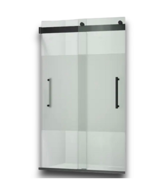 Bud's Warehouse 56382 Premise Matte Black Frameless Clear With Privacy Band Sliding Shower Door