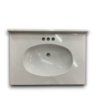 Bud's Warehouse 56400 White Cultured Marble Bathroom Vanity Sink Top