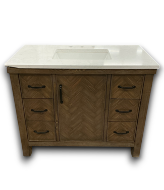Bud's Warehouse 56405 Javiar Spruce Antique Brown Finish Bathroom Vanity With Top