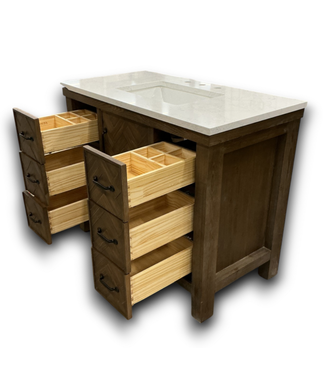 56405 Javiar Spruce Antique Brown Finish Bathroom Vanity With Top